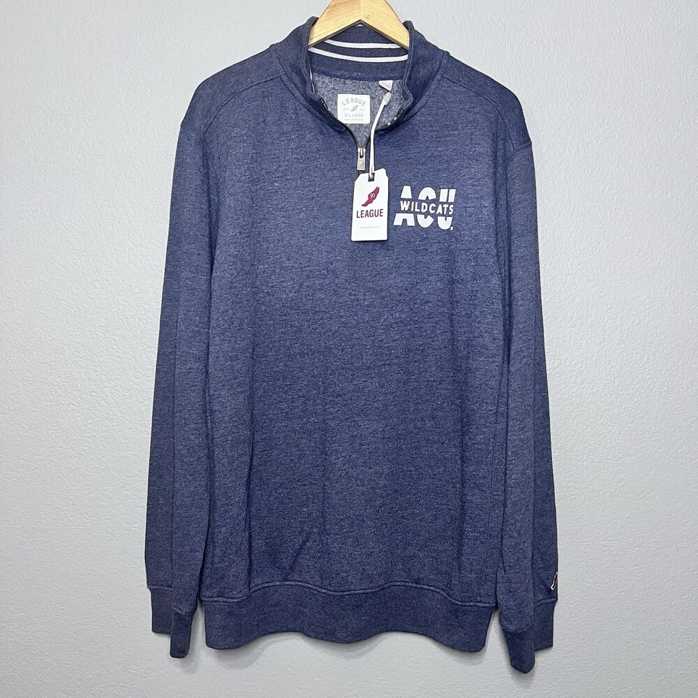 League ACU Abilene Christian Wildcats Blue 1/4 Zip Pullover Sweatshirt X-Large